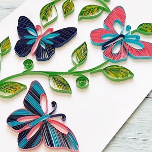 19 reactions · 4 comments | Butterfly paper quilling with one of our new digital templates https://katysuedesigns.com/products/butterfly-vine-digital-quilling-template | Katy Sue Designs Crafts | Facebook