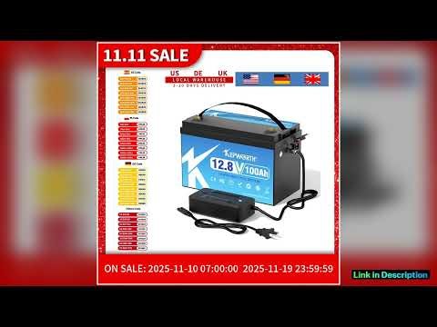 KEPWORTH 12V 100Ah LiFePO4 Battery Builtin 100A upgraded BMS Lithium Power Batteries For RV Campers