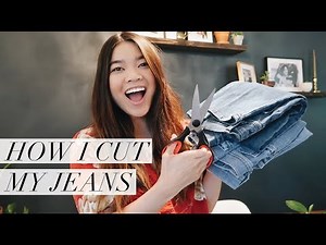 How I cut my jeans // DIY distressing cutoff shorts - LIFE HACK FOR THRIFTED DENIM || by CHLOE WEN