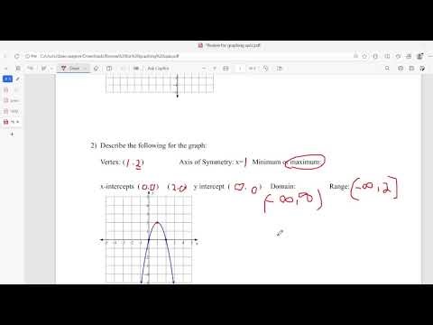 Review for graphing quadratics and word problems