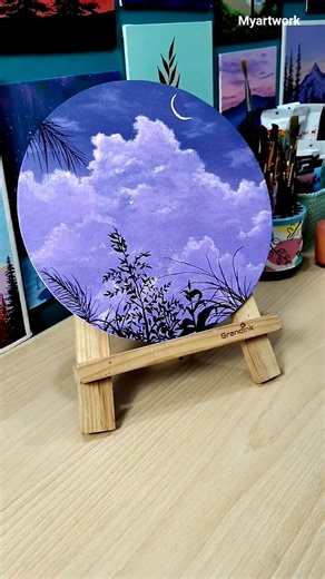 easy canvas art #shorts #acrylicscenery #painting #viral