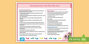 EYFS Role-Play Area Ages 3-4 Next Steps Poster