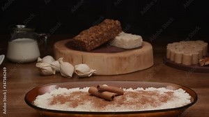 Traditional Brazilian sweet called rice pudding with cinnamon