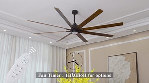 Sevenine Coastal 84 in. Indoor Matte Black Large Windmill Ceiling Fan with Light,Walnut Wood Blades and Remote Control 2HDC1179BKM84