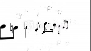 notes float line from right to left.blurred notes in the background.animated video.