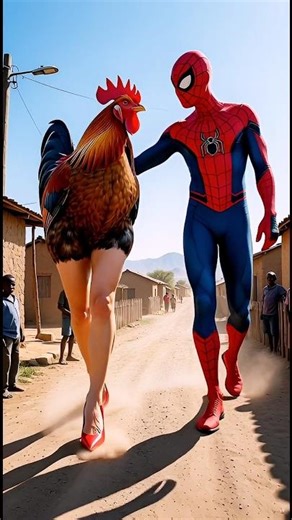 💫“Giant Spiderman with High-Heel Rooster 😂🐓”#shorts #viral #chicken #youtubeshorts #marvel