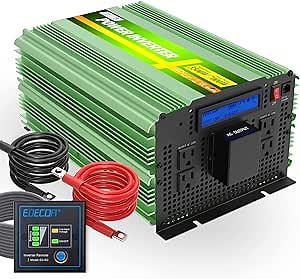 EDECOA 3500 Watts Pure Sine Wave Power Inverter DC 12V to 120V 110V AC with LCD AC Terminal Block with LCD Display and Remote Controller
