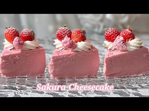 ꒰桜のチーズケーキ🌸꒱混ぜるだけ超簡単👨🏻‍🍳着色料なし！淡いピンク色がたまらない〜🤤💖