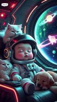 Astronaut Baby Sleeps While Floating in Space #spacemusic #cartoon #babysleep #cute