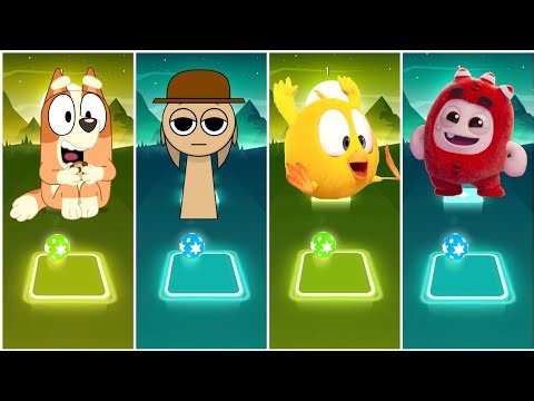 Bluey Bingo VS Incredibox Sprunki VS Where's Chicky VS Oddbods Fuse - Tiles Hop Coffin Dance Songs