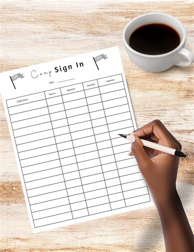 Printable Camp Sign in /sign Out Sheet, Camp Attendance Log, Attendance Log Template, Camp Daily Sign-in Sheet, Student Attendance Tracker - Etsy