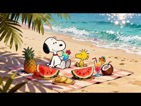 🌴 Snoopy’s Summer Beach Picnic 🍉 Lofi Beats for Study, Relaxation & Happy Summer Days