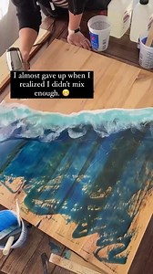 I was so nervous to do this resin ocean pour... but I love how it turned out!!! The boards were recycled subfloor from elsewhere in the house, and the ocean waves are a subtle nod to the tiny shore birds that are no more. 🤣 #goodbyesandpipers Huge thanks to @diyhuntress and her helpful tutorial. Anyone can do this! It’s fun!! Tutorial: https://realitydaydream.com/ocean-resin-art/ | Reality Daydream