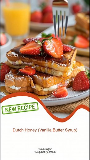 Get ready to elevate your pancakes and desserts with this luscious Dutch Honey (Vanilla Butter Syrup) – a sweet, creamy delight! 🥞🍯✨ Ingredients: - 1 cup sugar - 1 cup heavy cream - 1/2 cup salted butter - 1 teaspoon vanilla extract or vanilla bean paste - 1/4 teaspoon baking soda Directions: 1. In a heavy bottom saucepan, combine the sugar, cream, butter, and vanilla extract. 2. Heat over medium-low until it reaches a gentle boil, stirring continuously with a wooden spoon. 3. Once boiling, re