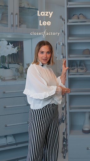Meet the Lazy Lee: the ultimate rotating organizer for every season. ✨ Zoe explains how adjustable shelving and smart design make it easy to store everything from boots to beachwear. Connect with us today to design your own Lazy Lee at www.closetfactory.com/locations/louisville | Closet Factory | Facebook