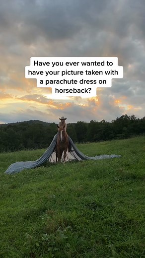 Unique Photoshoot Idea: Parachute Dress on Horseback