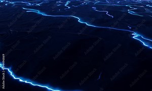 Electric Blue Lightning Bolt: High-Energy Natural Phenomenon Captured in Darkness