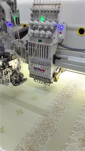 unik plus 28 heads with 3beads+2 sequins with a Looping device. #embroiderymachine #multihead