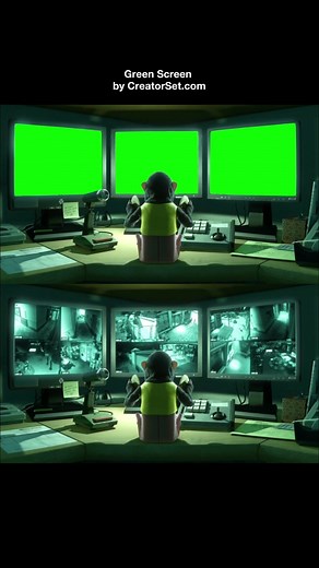 Monkey watching security cameras - Toy Story 3 - Green Screen #toystory3 #movie #greenscreen