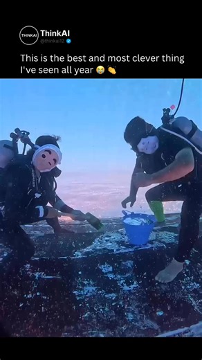 ThinkAI on Instagram: "Poll: What’s the coolest underwater effect? Options: 💧 Light reflection | 🫧 Bubble physics Ever noticed how oxygen bubbles look shiny or metallic underwater? It’s because each tiny bubble bends, reflects, and concentrates light far more intensely than the water around it. Their smooth curved surfaces act like miniature lenses — catching light and reflecting it straight back to your eyes. That’s why even a small cluster can look like glowing silver beads rising from the d