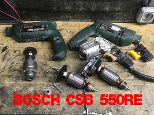 Bosch CSB 550 RE 550W drill repair, brush button anchor replacement