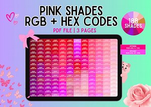 188 RGB + HEX Pink Color Codes | Digital Chart for Branding, Web and Graphic Design, Printable Color Palette Samples, Color Swatch - Etsy