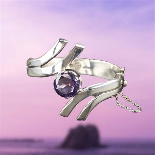 Taxco Silver Bangle Bracelet: Color Change Corundum - Sterling 925 7" - Etsy