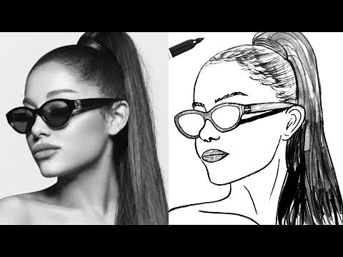 How To Draw ARIANA GRANDE Easy With Guidelines!