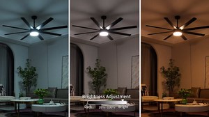 YUHAO 62 Inch Black Ceiling Fan with Light and Remote Control.Noiseless,Dimmable,3CCT,6 Speeds Reversible, DC Ceiling Fans for Indoor or Covered Outdoor Use.ETL Listed