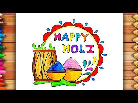 Easy Holi Festival Drawing | Holi Drawing | Easy Holi Drawing | Holi Festival Easy Drawing