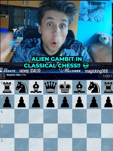 ALIEN GAMBIT IN CLASSICAL CHESS!! 👽 #foryou #fyp #chess #chesstok #chesscom #viral #funny #boardgames #streamer #motivation