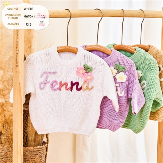 Personalized Baby Name Sweater - Custom Hand Embroidered Knit Jumper, Baby Girl Boy Clothes, First Birthday Gift, Baby Shower Present - Etsy UK