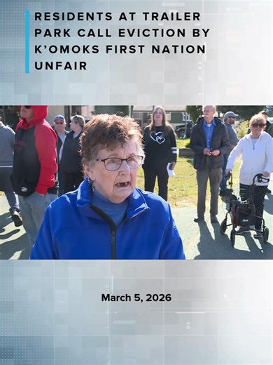 People living in a trailer park in the Comox Valley say they’re being evicted unfairly by the K’omoks First Nation. The First Nation has given notice that residents at the Queneesh Mobile Home park have less than two years to move off the property. The K’omoks First Nation declined an on-camera interview, but in a press release said it’s willing to waive pad rentals until the eviction. The Nation says it needs the land back to advance urgent and long-term housing priorities for its members as th