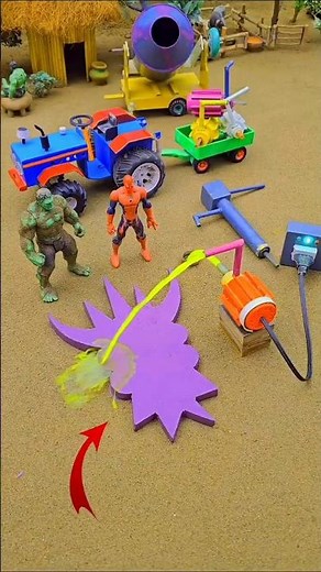 Mini waterpump & mini tractor with one big arrow shape purple concrete & mixer || Video No.166🔥🔥🔥