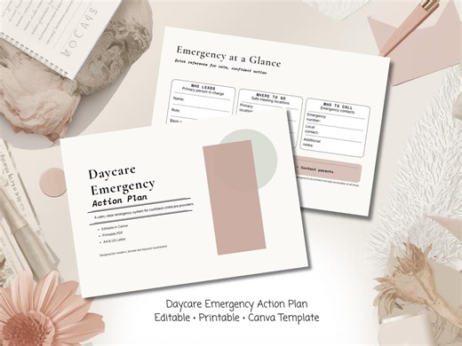 Daycare Emergency Action Plan Printable, Editable Canva Childcare Safety Template - Etsy