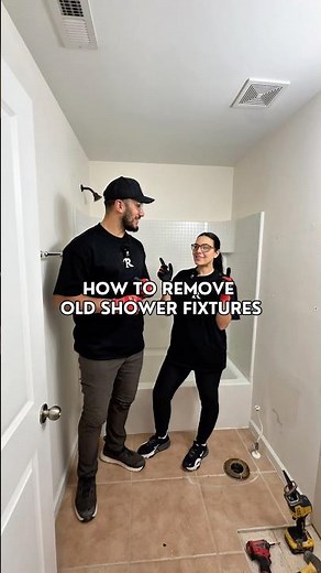 How to remove old shower fixtures 👨🏻‍🏫#demoday #howto #stepbystep #couplecomedy #bathroommakeover