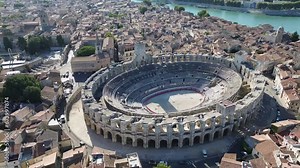drone video Arles Arena, Arènes d'Arles France Europe