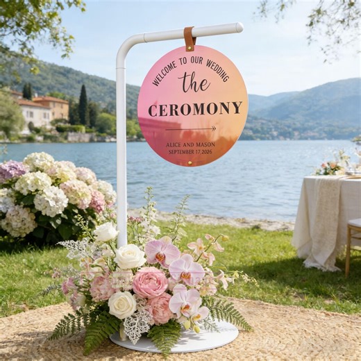 Wedding Directional Signs, Iridescent Metal Welcome Sign, Ceremony & After Party Directional Arrow Sign for Outdoor Wedding - Etsy