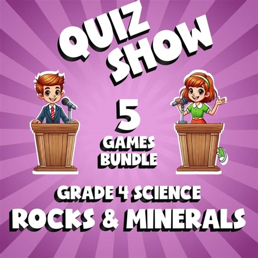 5 QUIZ SHOW Science Games - Rocks & Minerals - Grade 4 No Prep Review