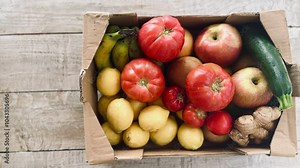 Organic fruit and vegetable box.