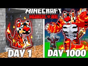 I Survived 1000 Days as a FIRE TIGER in HARDCORE Minecraft! (Full Story)