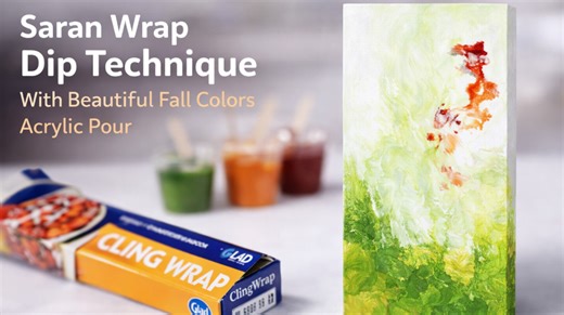Saran wrap dip technique with beautiful fall colors acrylic pour