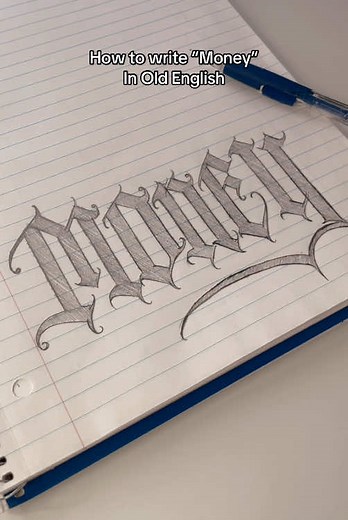 Old English Lettering: How to Write 'Money'