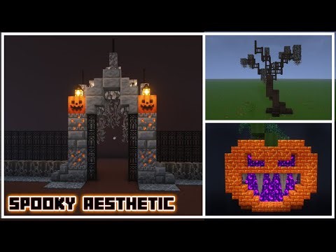 Minecraft Spooky Aesthetic Tutorials 👻🦇💀🕸️ Halloween Haunted October Builds 🍂🖤🎃🌲🍬