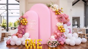 Pink Arch Backdrop Cover Set of 3-6.6ft, 7.2ft, 8ft Arch Covers Stretchy Backdrop Spandex Arch Stand Covers for Birthday Party Baby Shower Wedding Bridal Shower Banquet Photo Background Decorations