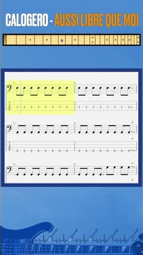 Calogero - Aussi libre que moi (chorus 1) #bass #basstab #tabshorts #sheetmusic #calogero