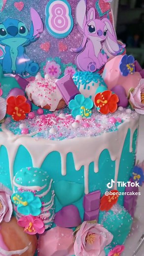 Stitch and Angel Cake!! For a very special birthday girl!! . . . #stitch #stitchandangelcake #birthdaycake #vanillacake #miamicake #kidsbirthday #buttercream #stitchthemedcake #bluecake #pinkcake #fyp