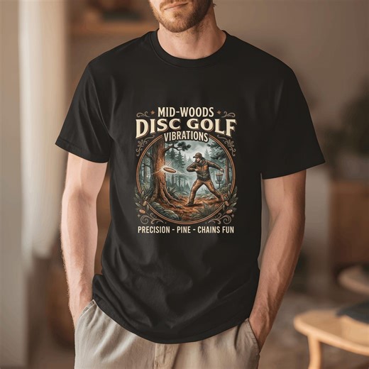 Disc Golf Shirt Mid Woods Vibrations, Vintage Forest Disc Golfer Tee for Chain Seekers - Etsy
