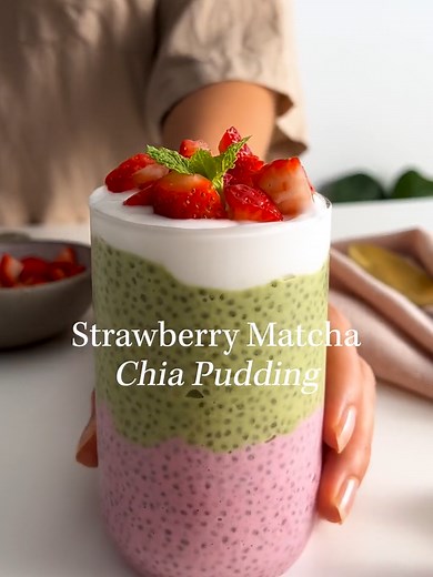 Strawberry Matcha Chia Pudding Recipe | Plant-Based & Vegan-Friendly