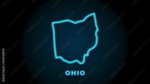 Line animated map showing the state of Ohio from the united state of america. Motion graphics.